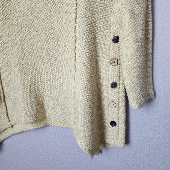 SOFT SURROUNDINGS Butter Yellow Knit Asymmetrical Cowl Neck Pullover Sweater L - Picture 7 of 7